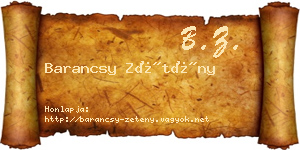 Barancsy Zétény névjegykártya